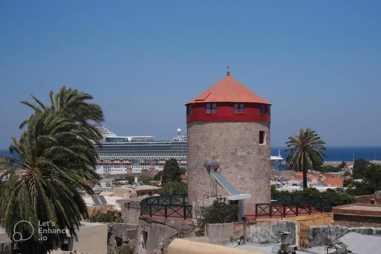 A Medieval Windmill Tower With Magnificent View Rhodes City Kültér fotó